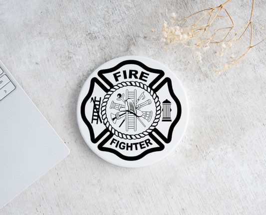 Fire Fighter Badge Black & White