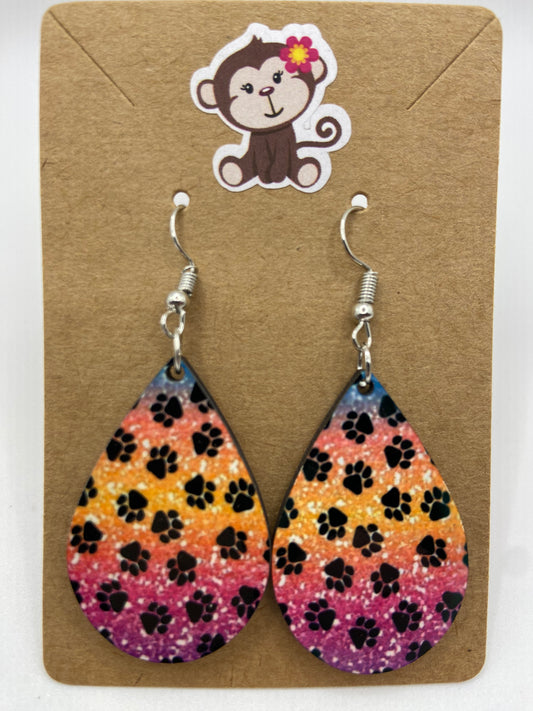 Colorful paw print earrings